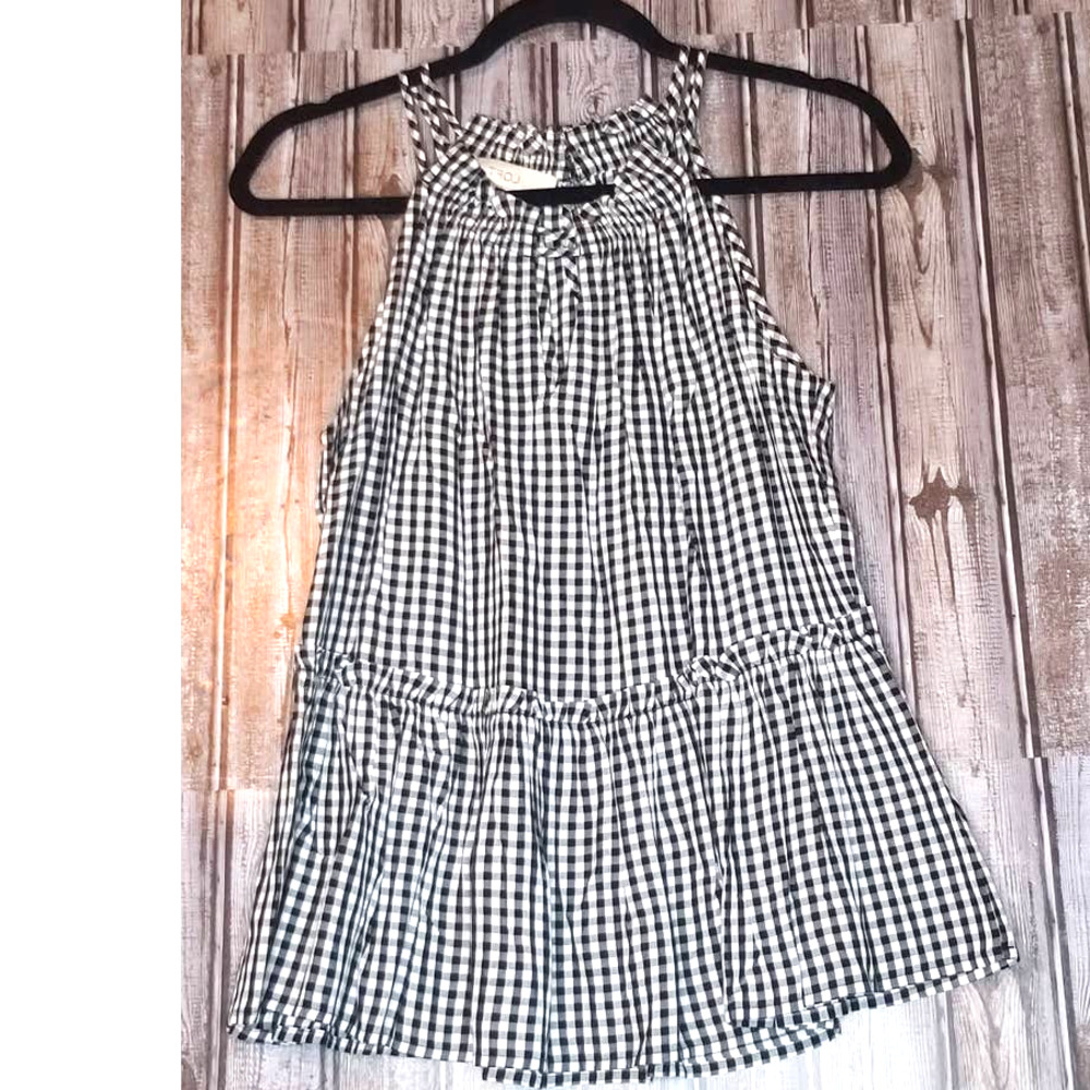 LOFT Black & White Gingham Check Swing Tank Top - Size S